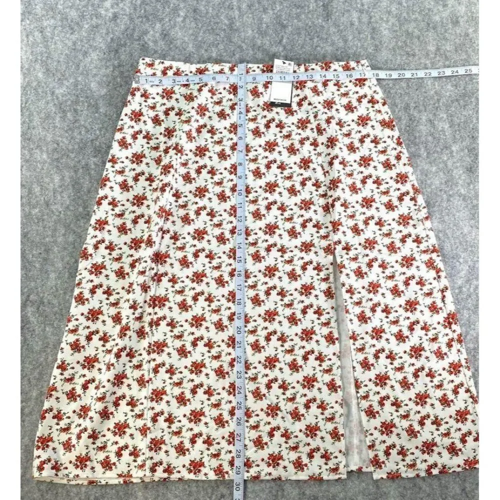 Danielle‎ Bernstein White Red Floral MIdi Slip Skirt Sz 1x NEW